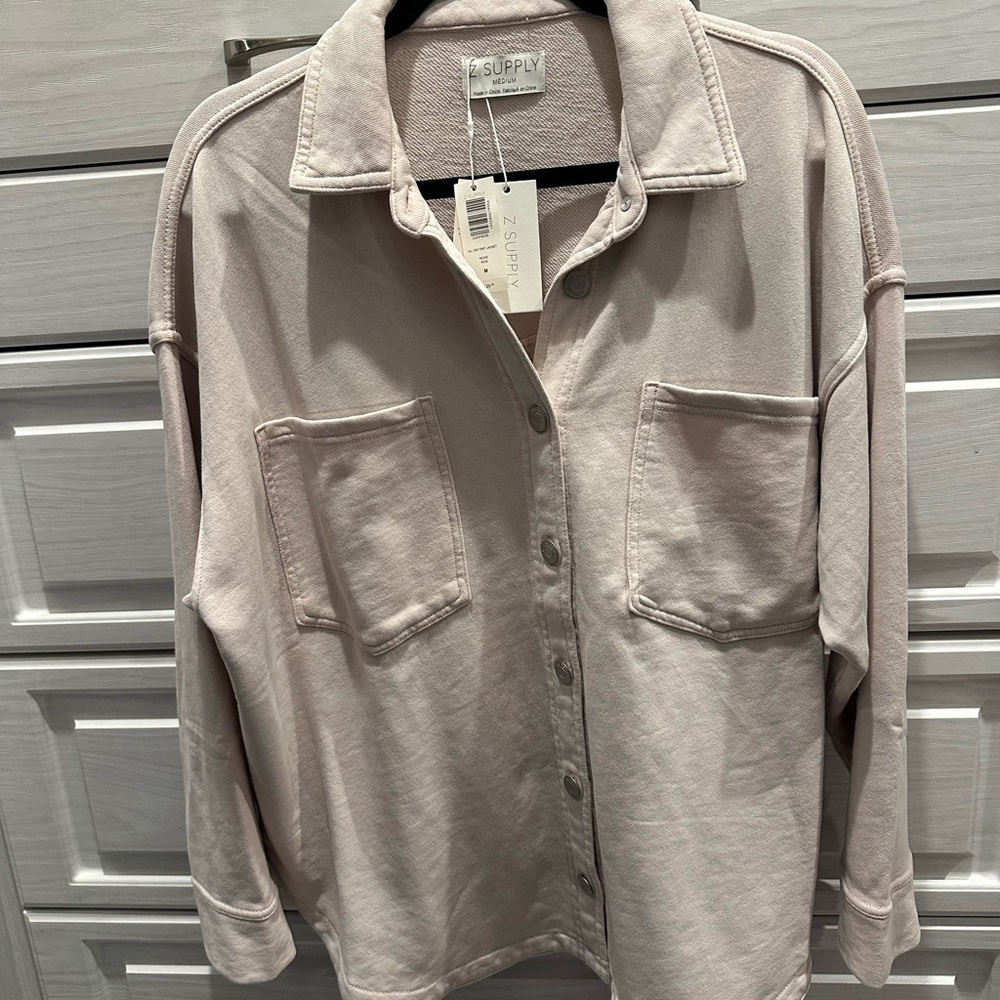 Z Supply All Day Knit Jacket/Shacket rose or pale pink Size Medium